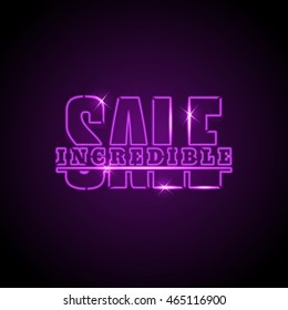 vector pattern of trade discount seal in magenta neon design colour classic night isolated special black background scene nocturnal sign warehouse business blue glow fancy light vintage best classical