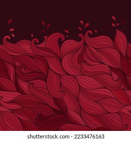 Vector pattern trending color of the year 2023 is viva magenta. Abstract geometry with waves of water in the sea