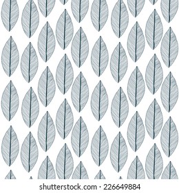 Vector pattern with tribal leaf. Tribal forest pattern. Nature backdrop, repeated background. Can be used as adult coloring book, coloring page. Foliage