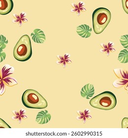 VECTOR pattern tropical print Tropical green avocado PATTERN pink color