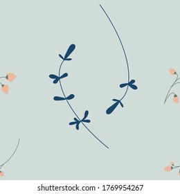 Vector pattern of twigs with leaves