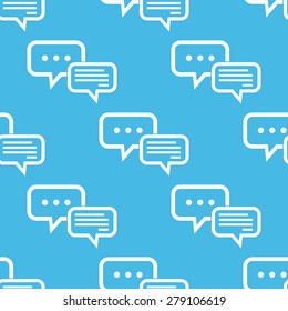 Vector pattern with two chat bubbles, one with three dots, on blue background