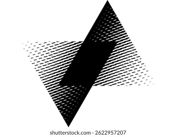 Vector pattern of two intertwined triangles, black lines on a white background, Modern geometric style. Design element for background, technical themes. Vector background with space for text, halftone