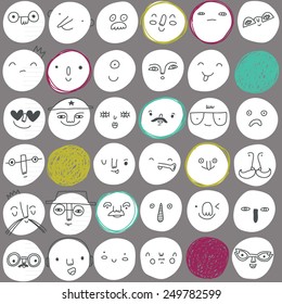 vector pattern with unique circles and smiles
