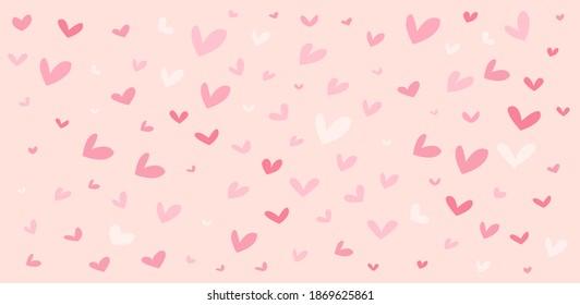 Vector pattern Valentines background. Pink hearts illustratiion