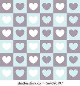 Vector pattern for Valentine's Day. Background colorful heart in squares.