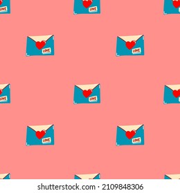Vector pattern for Valentine's Day, love letter pattern in doodle style, 80s, pattern for postcards, posters, fabrics, print on clothes.