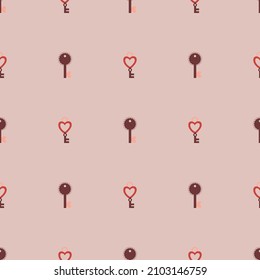 vector pattern for valentine's day, wedding, red hearts in the shape of a ring, key, pattern for textile, web banner, postcard