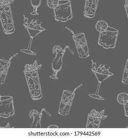 vector pattern with various drinks 