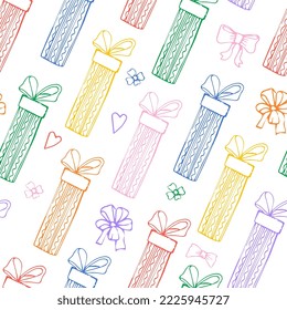 Vector pattern of various gift boxes. easily editable background. Flat design. for fabric, paper, web, uniform.