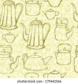 vector pattern with various tea 