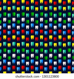 Vector pattern of variously colored dental themes, suitable for design of textiles, medical clothes, shoes, cards, posters, flyers, stickers, magnet, EPS10