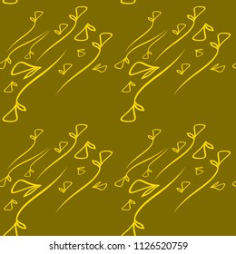 Vector pattern of vegetable lemon elements on a mustard background in a geometric style. For design of fabric or objects of design of natural products.
