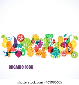 Vector Pattern Of Vegetables. Organic Fruits And Vegetables Template. 