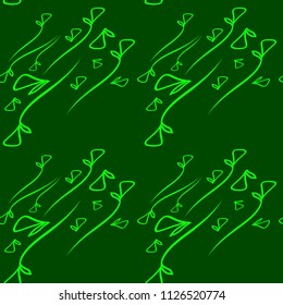 Vector pattern of vegetative mint elements on a green background in a geometric style. For design of fabric or objects of design of natural products.
