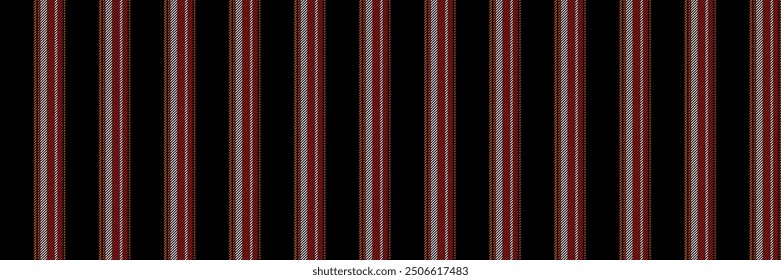 Arriba de la Vertical del patrón del Vector, forma líneas de fondo textiles. Tejido de textura de gran raya sin costuras en paleta de colores negro y rojo.