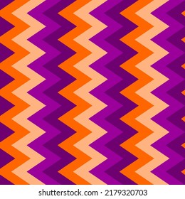 Vector pattern vertical zigzag design. Orange purple color. Paper, cloth, fabric, cloth, dress, napkin, cover, bed printing, gift, present or wrap. Halloween, spring, fall, harvest concept, background