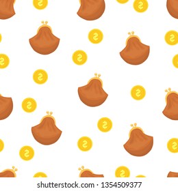 vector pattern with vintage wallets and money