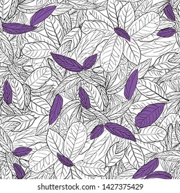 Vector Pattern Violet Leaves. Natural Ornament