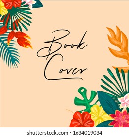 vector pattern wallpaper with colorful flower and colorful leaves on orange light background | pamphlets, wallpapers, book covers, banners,