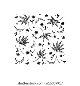 Vector pattern. Pattern. Wallpaper. Done with a sketch in black and white. Isolated on white background.
