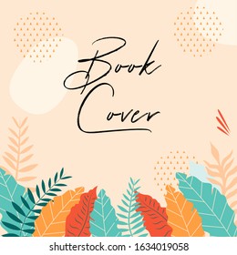 vector pattern wallpaper with multikind colorful leaves and dot pattern on orange light background | pamphlets, wallpapers, book covers, banners,