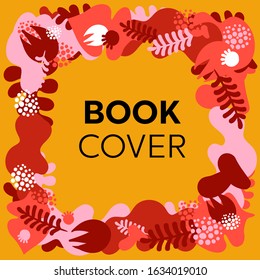 vector pattern wallpaper of red theme abstract combination of flower and leaves on yellow background | pamphlets, wallpapers, book covers, banners,