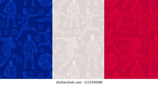 vector pattern wallpaper sport soccer players national flag france wallpaper background football championship elements symbols objects set equipment concept