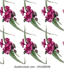 Vector pattern with watercolor flowers for your design
