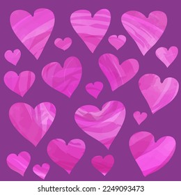 Patrón de vectores con corazones rosa de color acuático