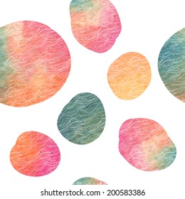 Vector pattern with watercolor round spots. Abstract seamless background.