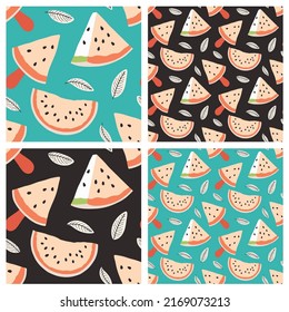 Vector pattern with watermelon and ice cream.