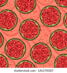 Vector pattern of watermelon in sketch style. Isolated objects for your design. Each object can be changed and moved.