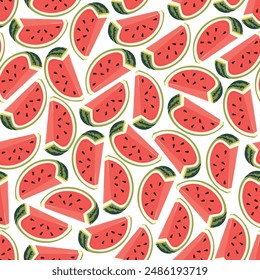 Vector pattern with watermelons. Bright and summery texture.