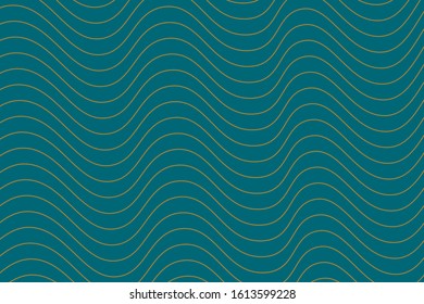 Vector pattern wave of yellow lines on green background.