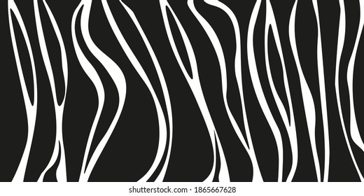 Vector pattern with wavy bands. Modern texture with wavy black lines. Zebra print. Design wallpaper, fabrics, packaging paper, poster, print