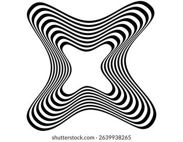 Vector pattern of wavy black lines on a white background. Modern design element. Vector background for covers, advertising, packaging. Flowing shapes. Abstract star