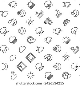 Vector Pattern with Weather, Seamless Background.