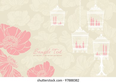 Vector pattern for wedding with birdcage