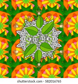 Vector pattern for wedding card illustration. Vintage decorative element on a background. Invitation with colored mandala.