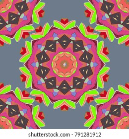 Vector pattern for wedding card illustration. Vintage decorative element on a neutral, pink and orange colors. Invitation with colored mandala.