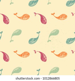 vector pattern with a whale image.