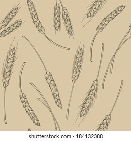 Vector pattern with wheat spikelets 