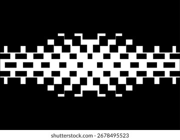 Vector pattern of white abstract pixels on a black background. Design element. Vector background of lines for packaging, advertising, covers.