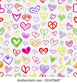 Vector pattern with white colorful icons on light grey background. Seamless pattern can be used for wallpaper, pattern fills, web page background,surface textures.
