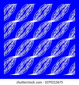 Vector pattern of white intersecting molecular beams on a blue background. For marine or medical subjects.
