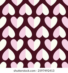 Vector pattern with white and pink hearts