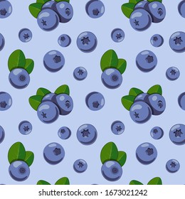 Vector pattern with wild  blueberry