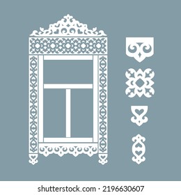 Vector pattern for window platbands. Wood carving elemens