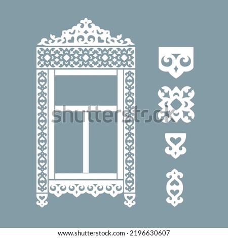 Vector pattern for window platbands. Wood carving elemens